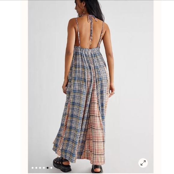 Free People Plaid June Bug Maxi Dress NWT LARGE - Picture 2 of 6